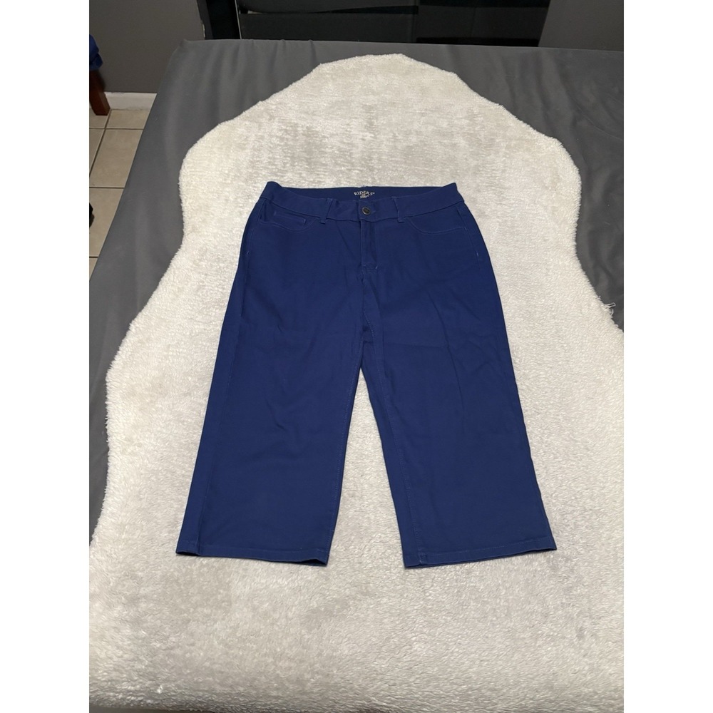 New Riders By Lee Women's Blue Chino Capri Pants Size 12P Mid Waist‎ Stretch